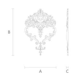 C-031 medium horizontal carved floral acanthus scrolls wood onlay applique baroque style
